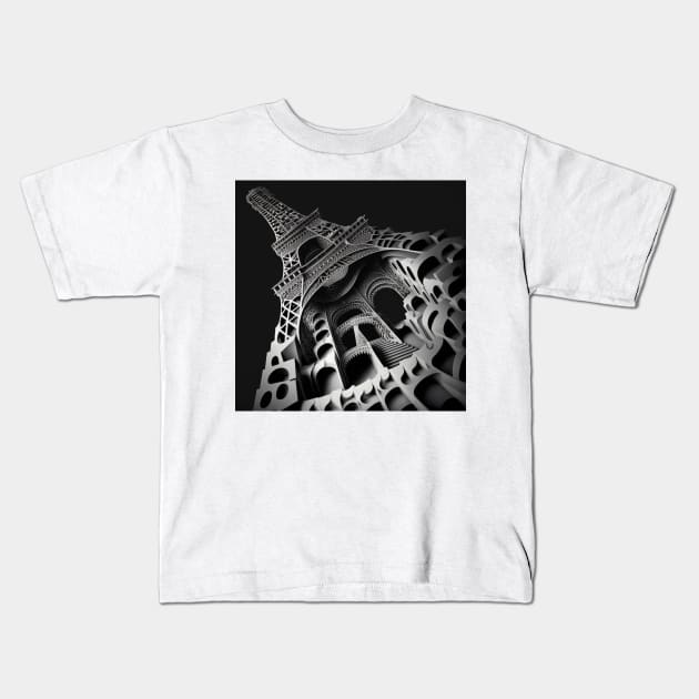 Eiffel tower by Escher Kids T-Shirt by damnaloi